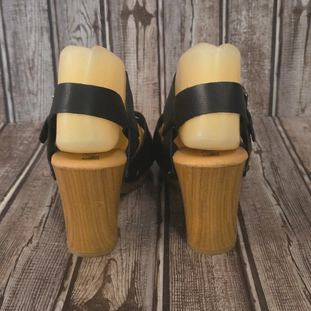 Sz 9 M Korks by Kork-Ease Bagley Black Studded Wood Platform Sandals VGUC!